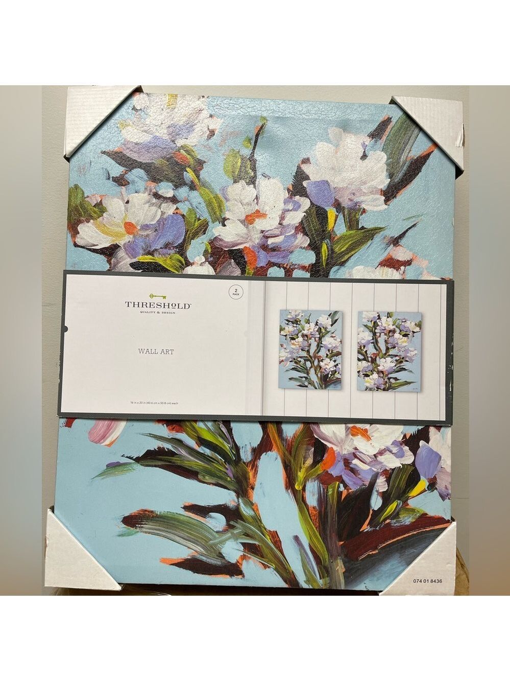 Set of 2 16" x 20" Decorative Wall Art Canvases Blue - Picture 3 of 3